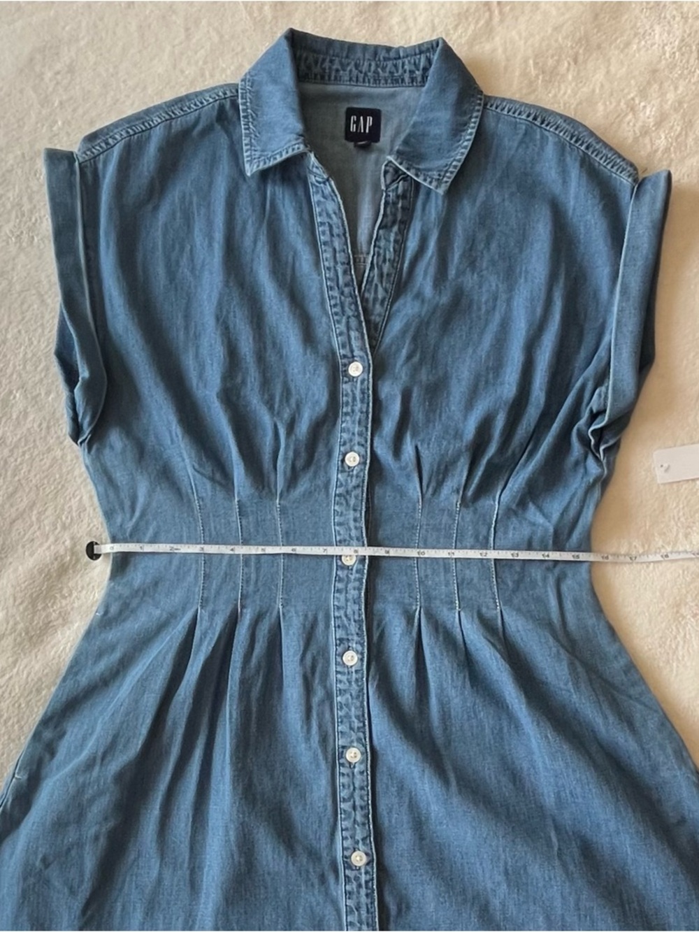 NWT GAP Fit & Flare Denim Button-Front Midi Dress - Picture 6 of 11